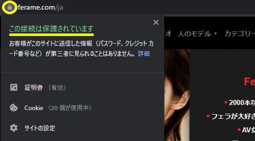 フェラームの公式サイトはしっかりSSL化されている